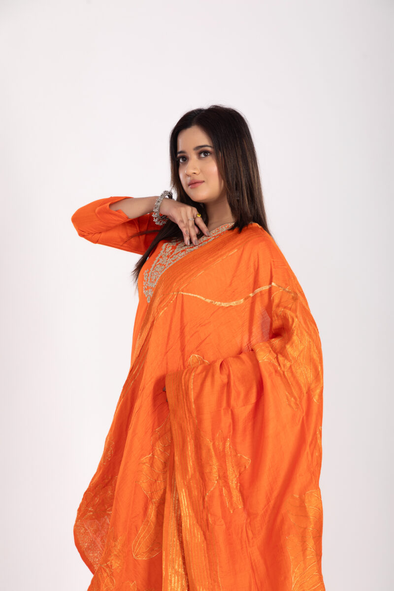 Orange Embroidered kurta pant set with Duppatta LBA-032 - Image 4