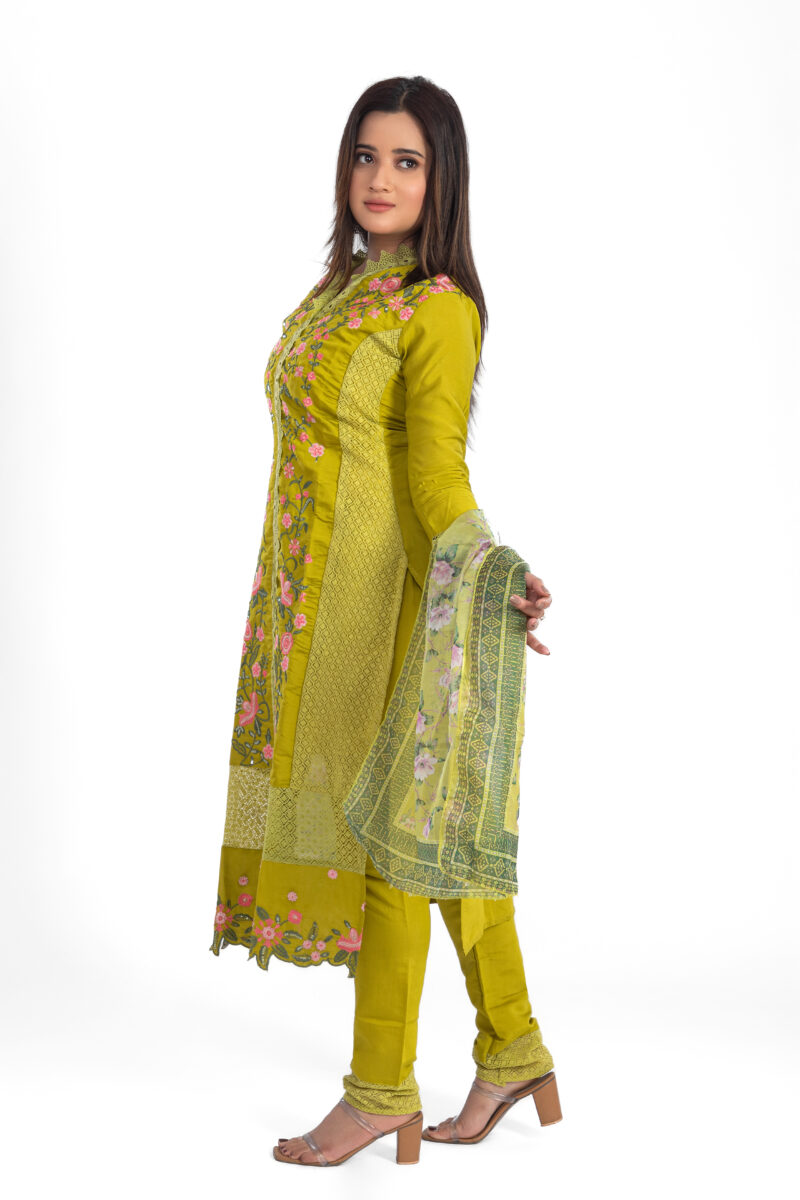 Pure Roman Silk Embroidered Kurta Suit Set with Pant & Digital Print Dupatta-LBA-016 - Image 2