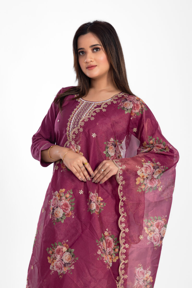 Roman Silk kurta pant with organza duppata LBA-029 - Image 2