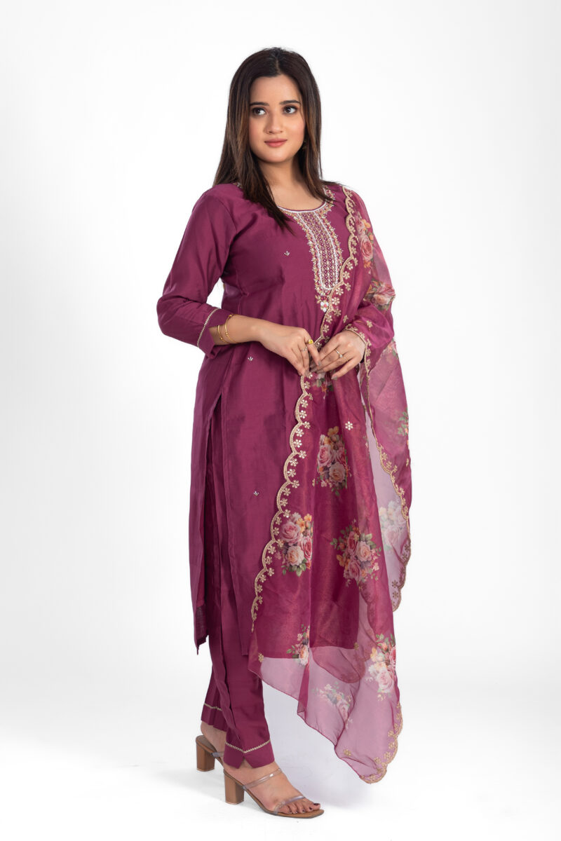 Roman Silk kurta pant with organza duppata LBA-029 - Image 3