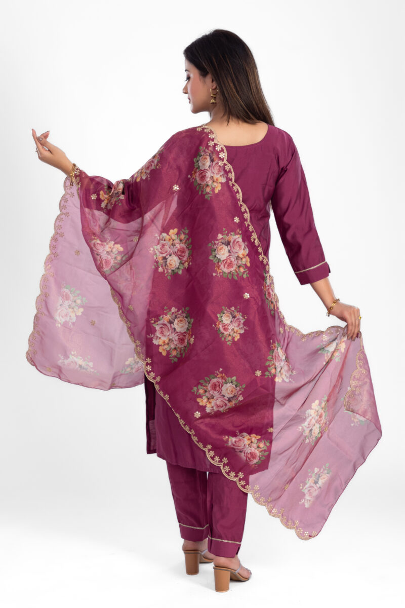 Roman Silk kurta pant with organza duppata LBA-029 - Image 4