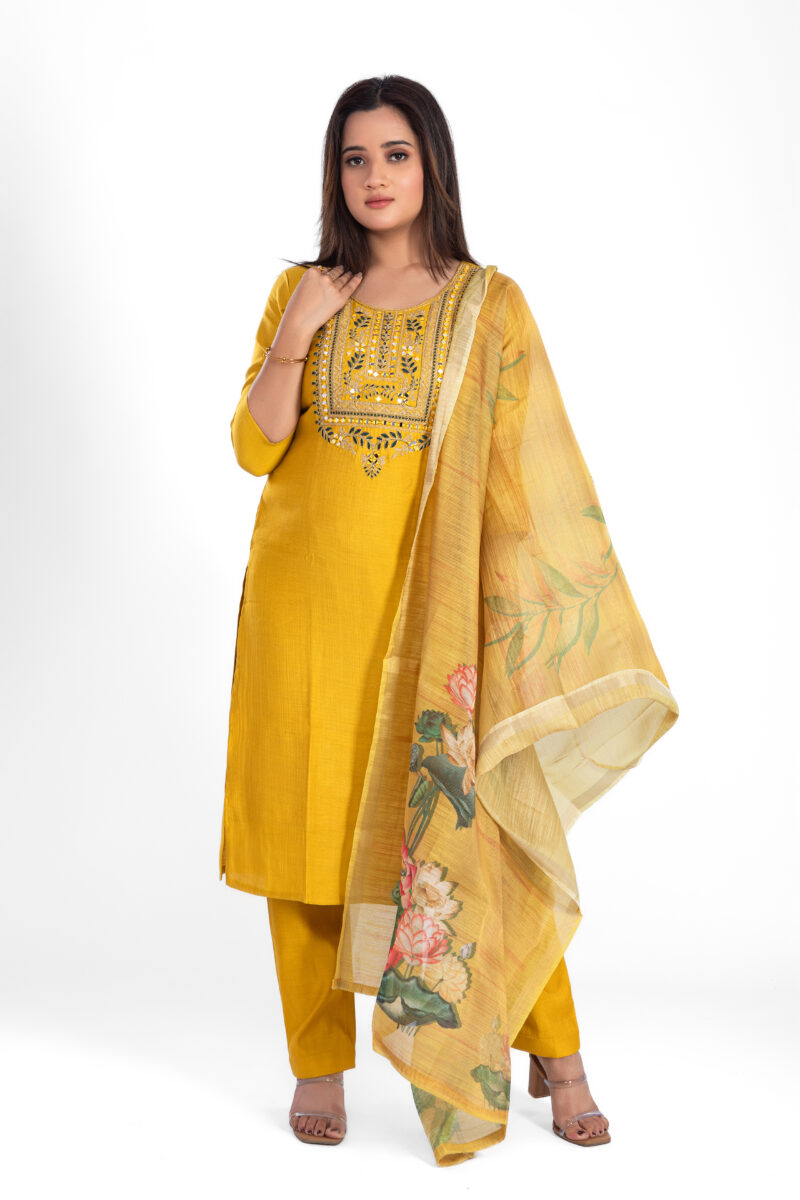 Vertican Silk Kurta Pant Set with Tissue Shimmer Dupatta LBA-028