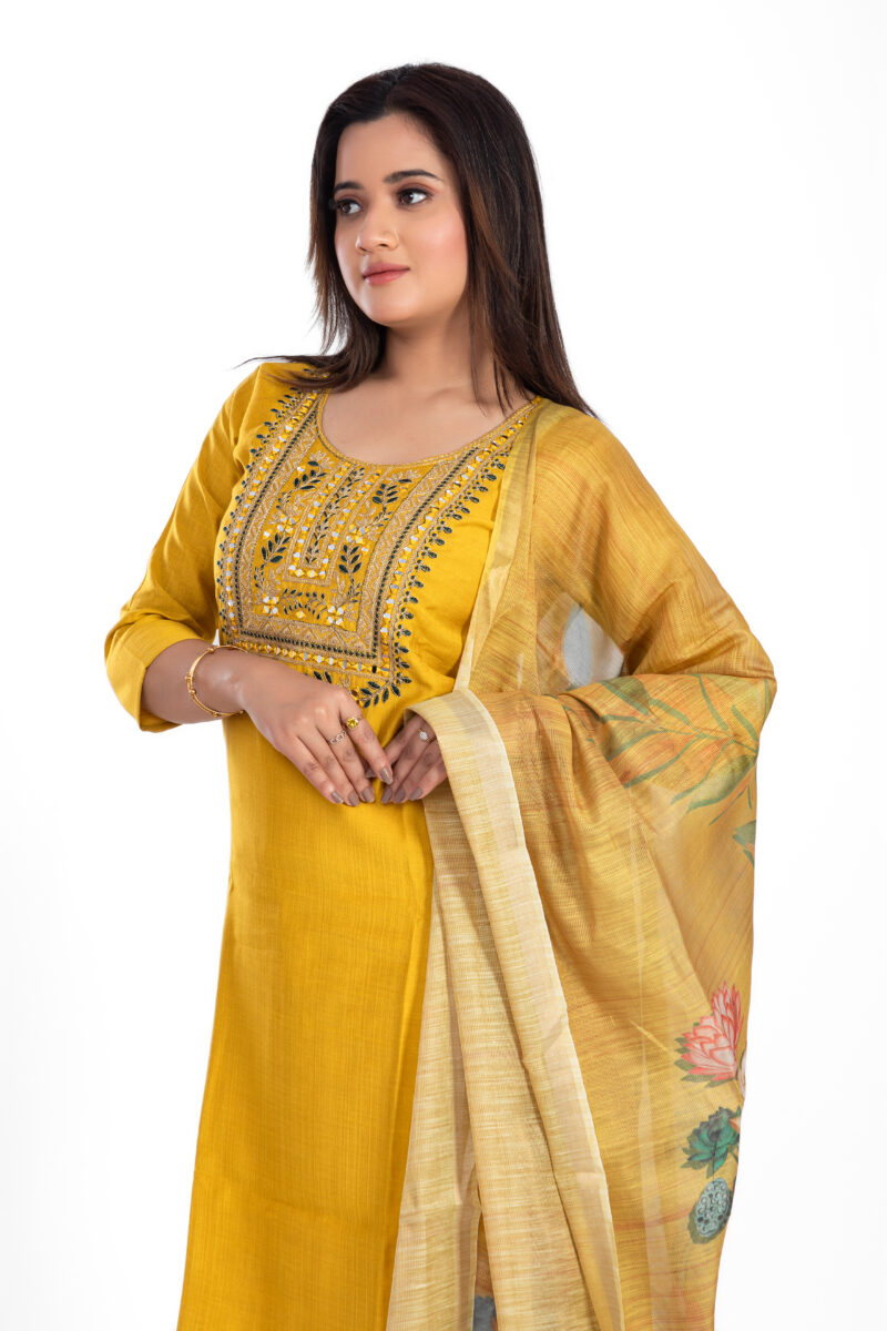 Vertican Silk Kurta Pant Set with Tissue Shimmer Dupatta LBA-028 - Image 2