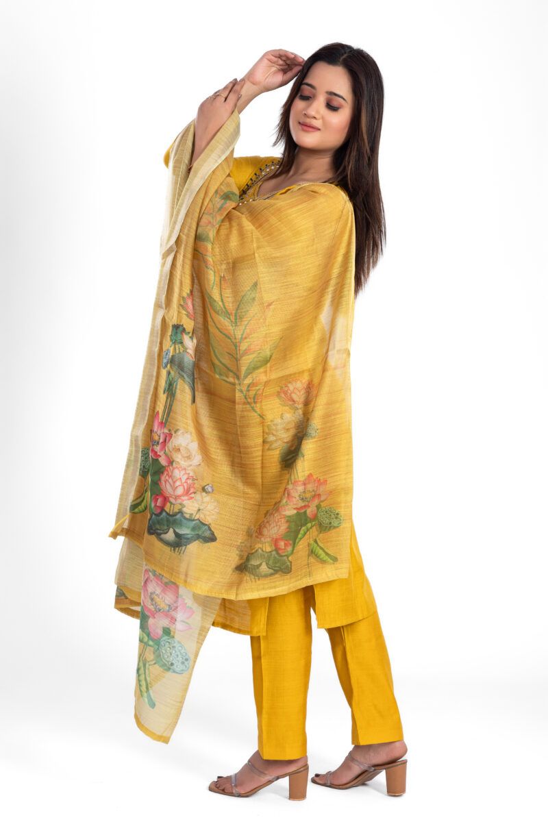 Vertican Silk Kurta Pant Set with Tissue Shimmer Dupatta LBA-028 - Image 3