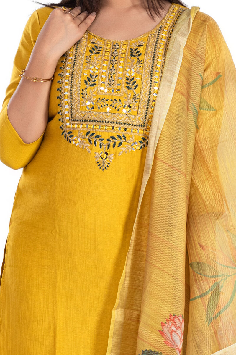 Vertican Silk Kurta Pant Set with Tissue Shimmer Dupatta LBA-028 - Image 5