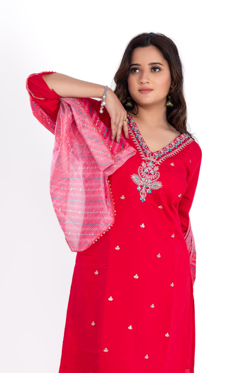 Pure viscose Muslin SILK /Digital Printed Patch Work Suit Set with Digital Duppata LBA-011 - Image 2