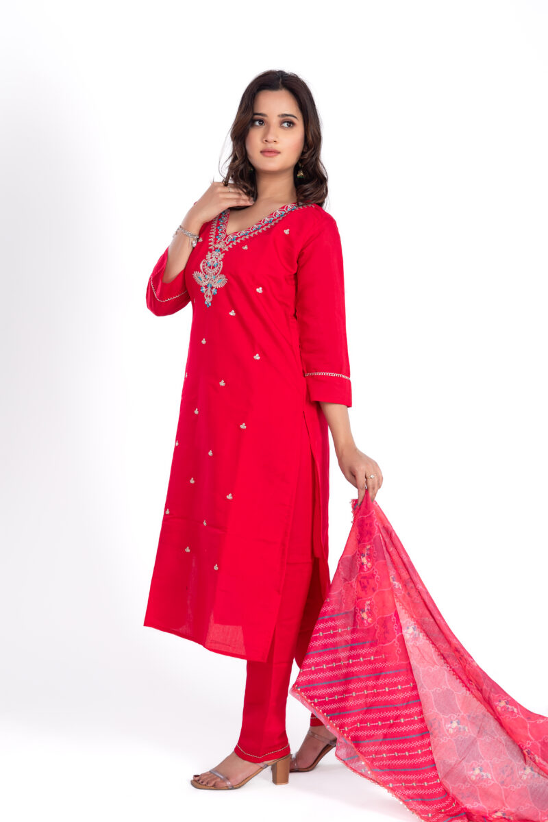 Pure viscose Muslin SILK /Digital Printed Patch Work Suit Set with Digital Duppata LBA-011 - Image 3