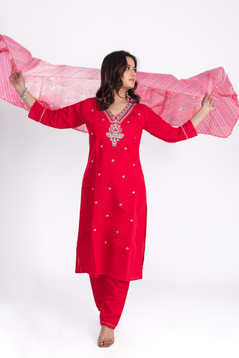 Pure viscose Muslin SILK /Digital Printed Patch Work Suit Set with Digital Duppata LBA-011 - Image 4