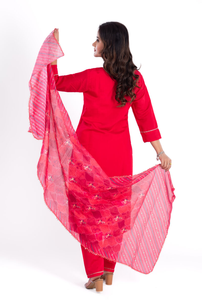 Pure viscose Muslin SILK /Digital Printed Patch Work Suit Set with Digital Duppata LBA-011 - Image 5