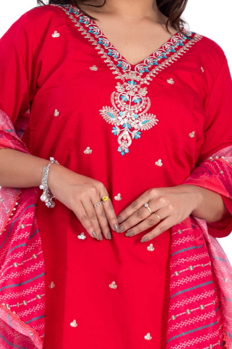 Pure viscose Muslin SILK /Digital Printed Patch Work Suit Set with Digital Duppata LBA-011 - Image 6
