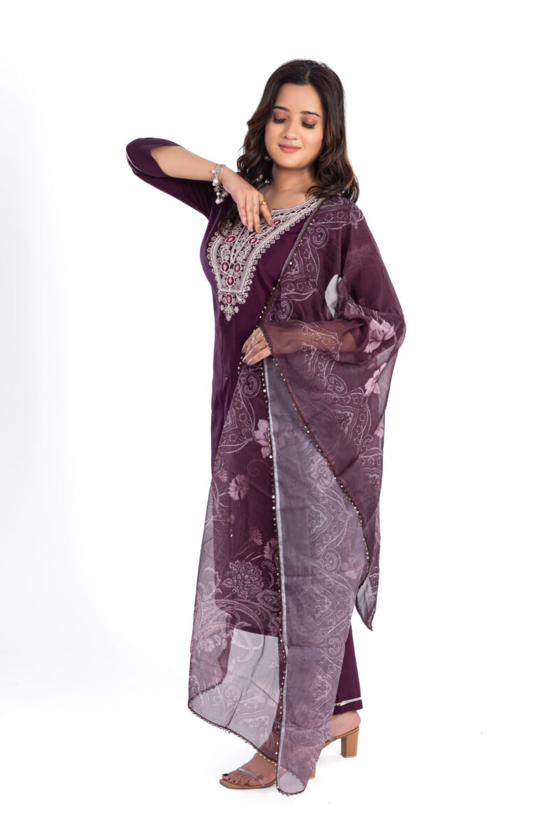 Embroidered Kurta Pant Set With Dupatta For Women LBA-002 - Image 4