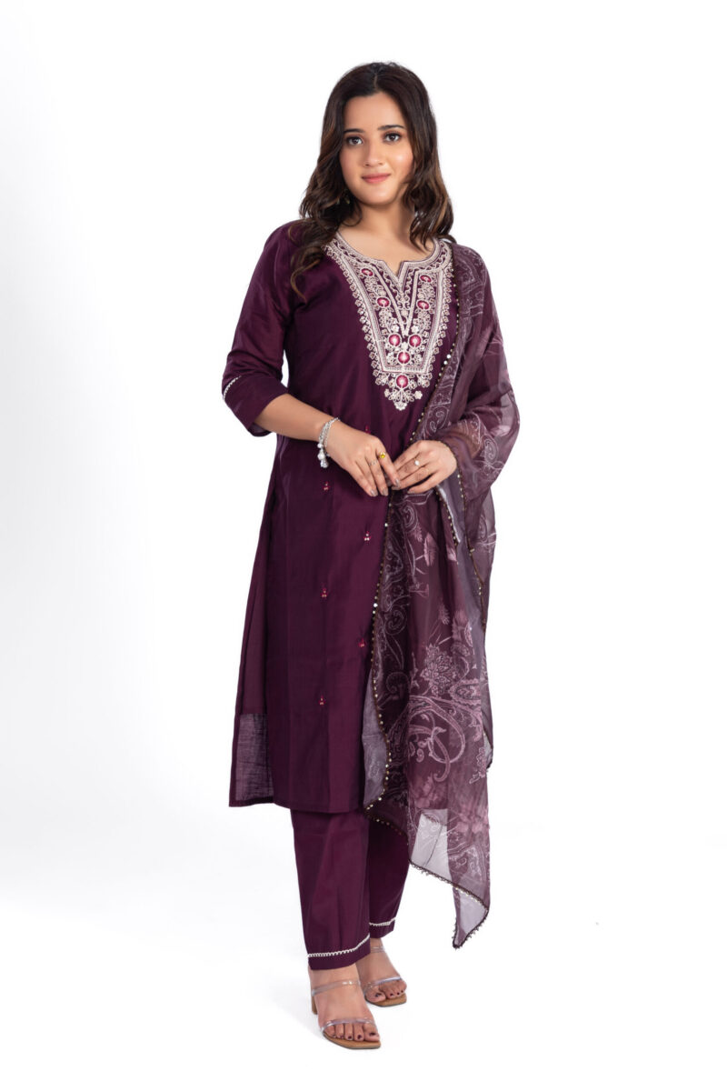 Embroidered Kurta Pant Set With Dupatta For Women LBA-002
