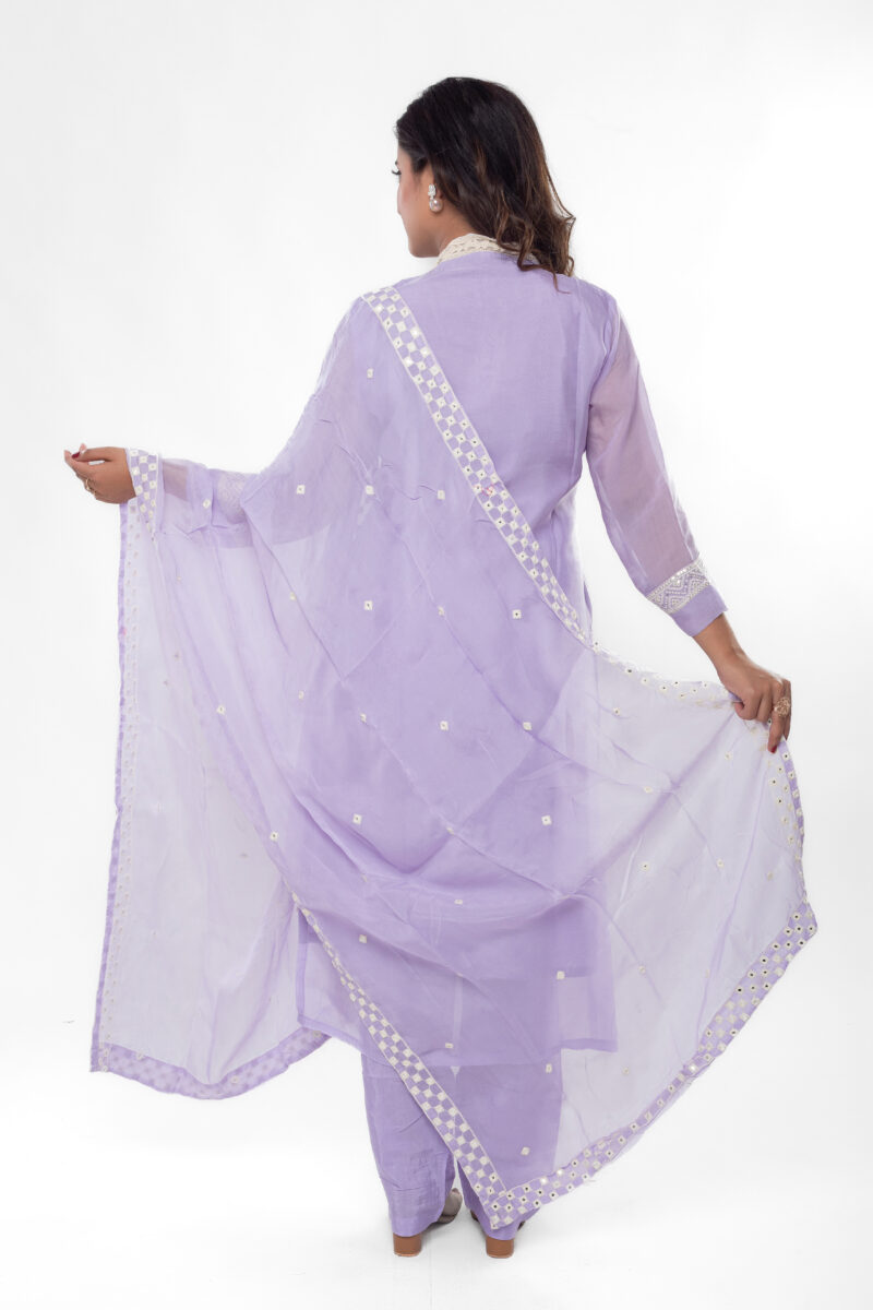 Pure Organza Embroidered Straight Kurta Set with Dupatta LBA-043 - Image 6