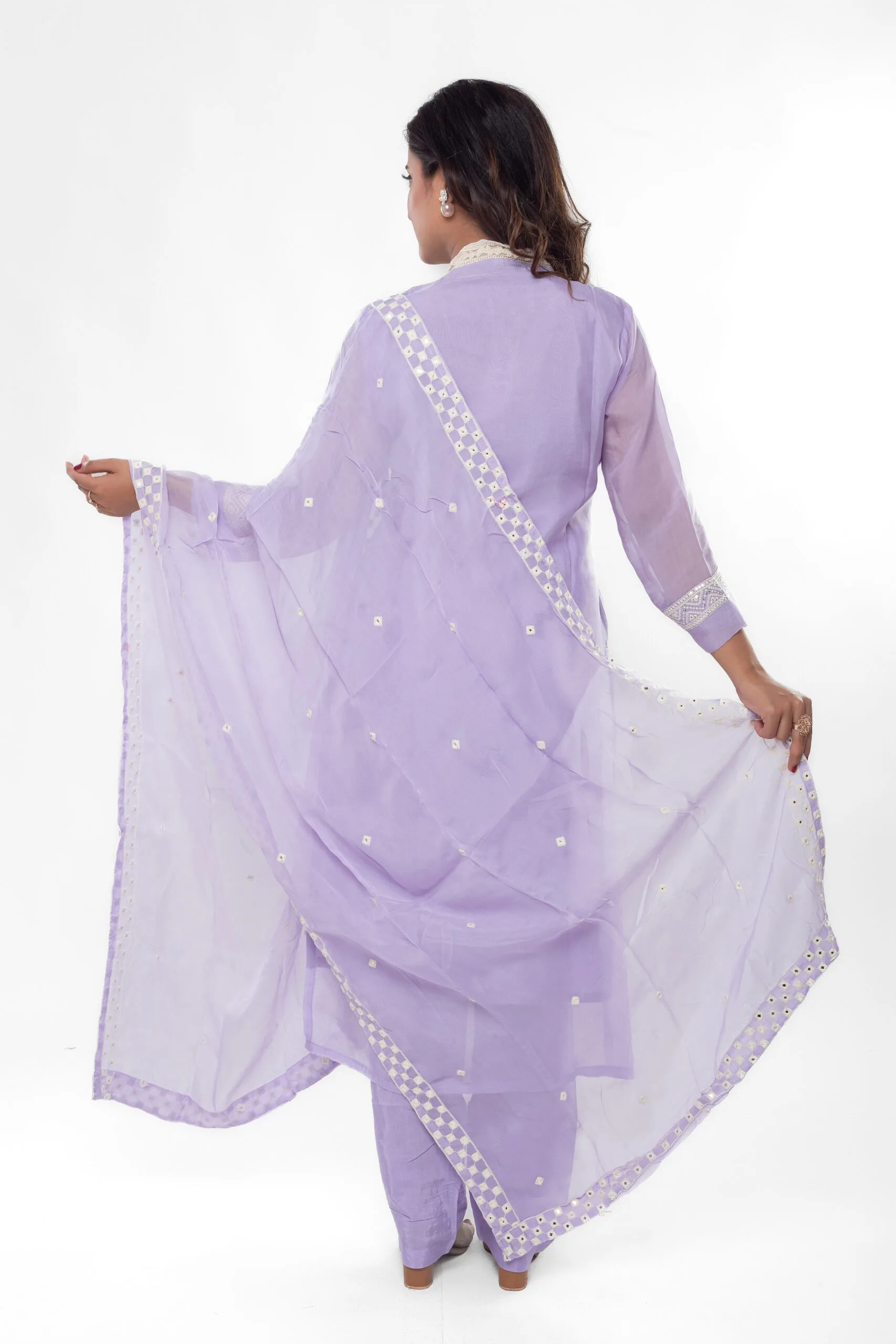 Pure Organza Embroidered Straight Kurta Set with Dupatta LBA-043 - Image 6