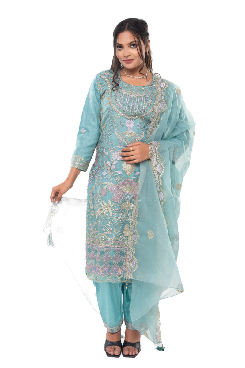 Organza Embroidered Pakistani Kurti Set with Dupatta LBA-045