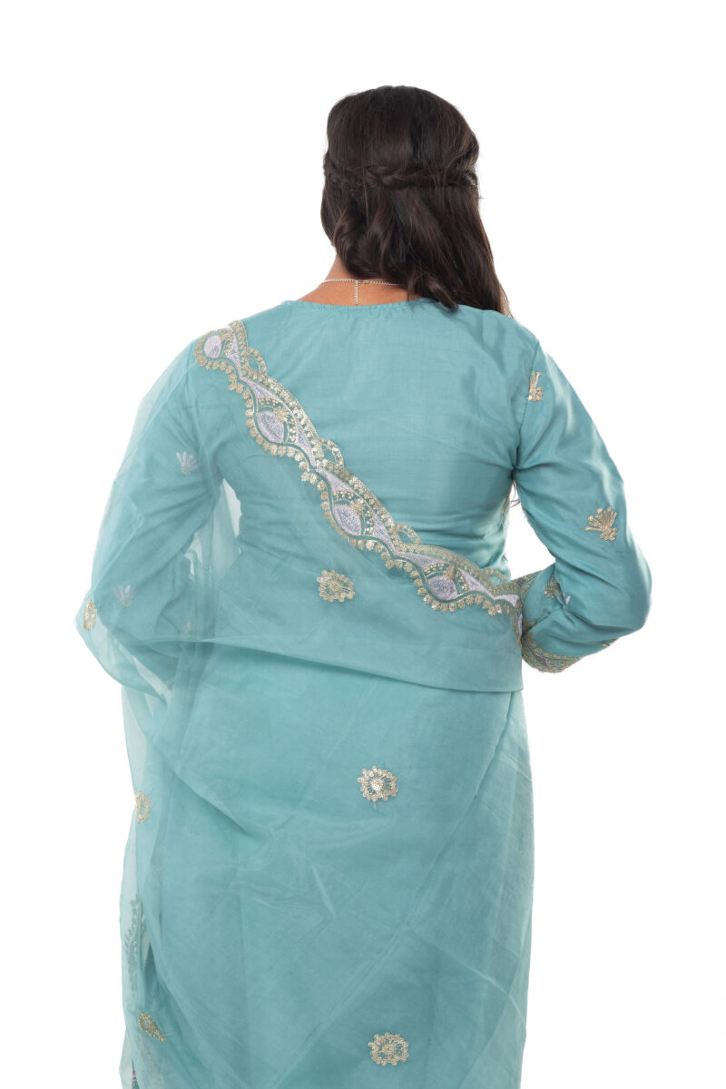 Organza Embroidered Pakistani Kurti Set with Dupatta LBA-045 - Image 7