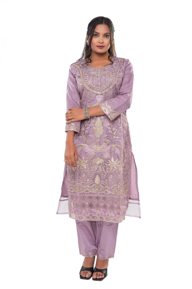 Organza Embroidered Pakistani Kurti Set with Dupatta LBA-045 - Image 8