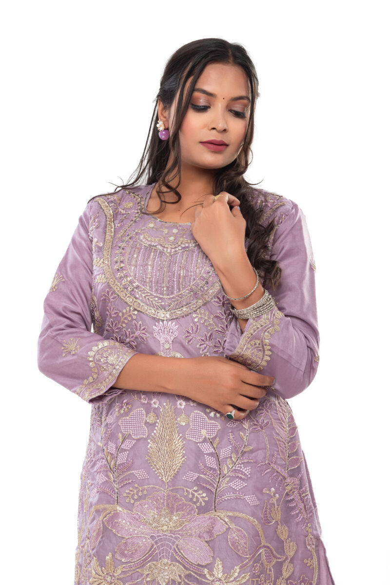 Organza Embroidered Pakistani Kurti Set with Dupatta LBA-045 - Image 9