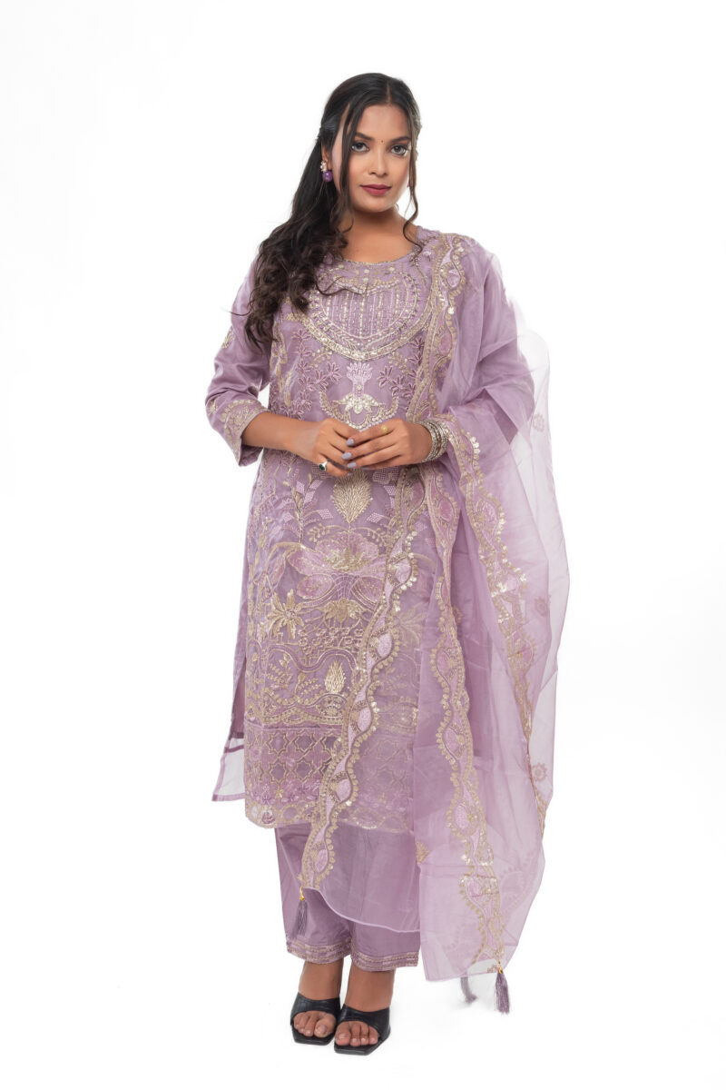 Organza Embroidered Pakistani Kurti Set with Dupatta LBA-045 - Image 10