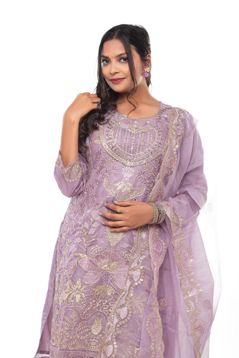 Organza Embroidered Pakistani Kurti Set with Dupatta LBA-045 - Image 11