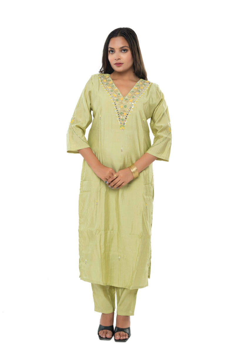 Roman silk kurta  pant with organza duppata -LBA-051