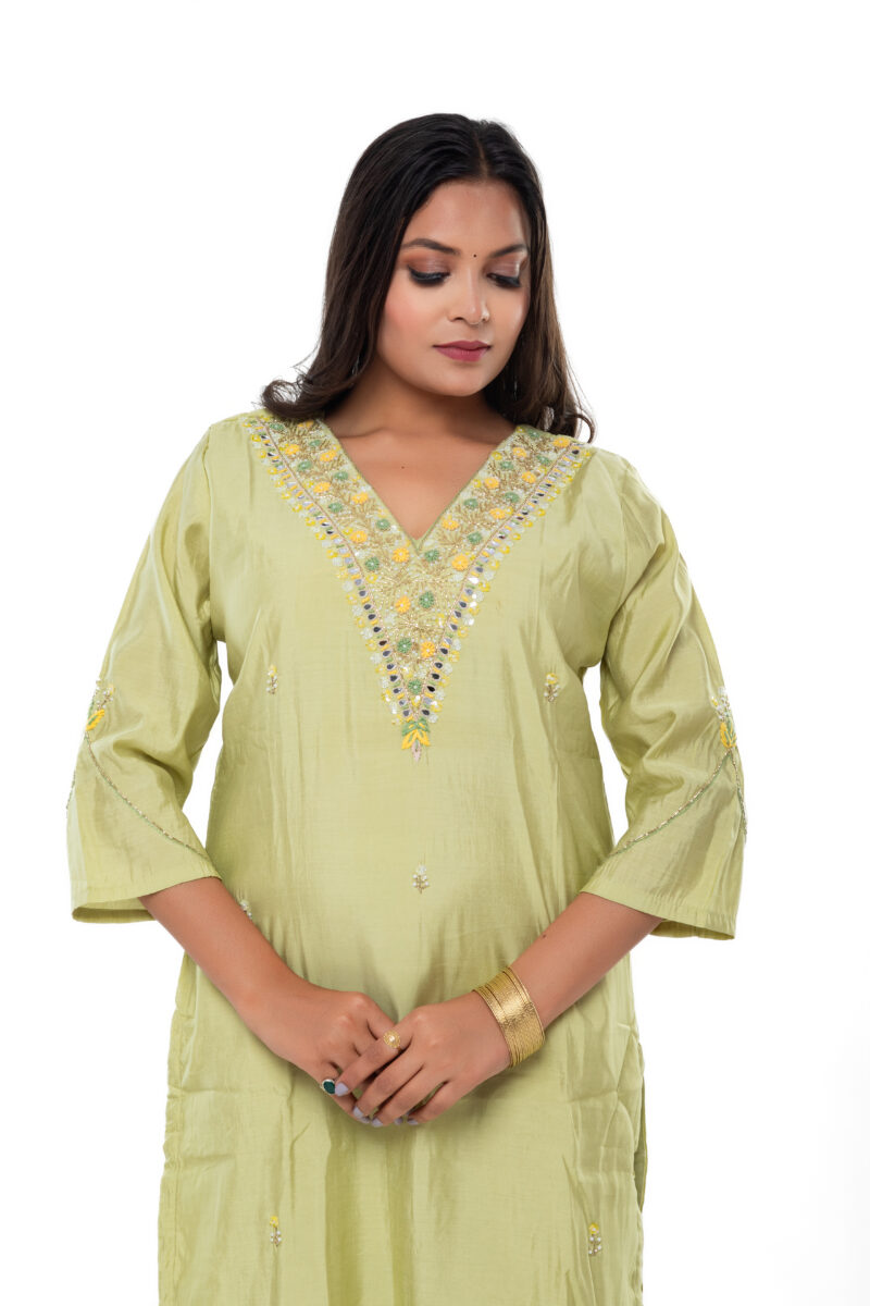 Roman silk kurta  pant with organza duppata -LBA-051 - Image 4