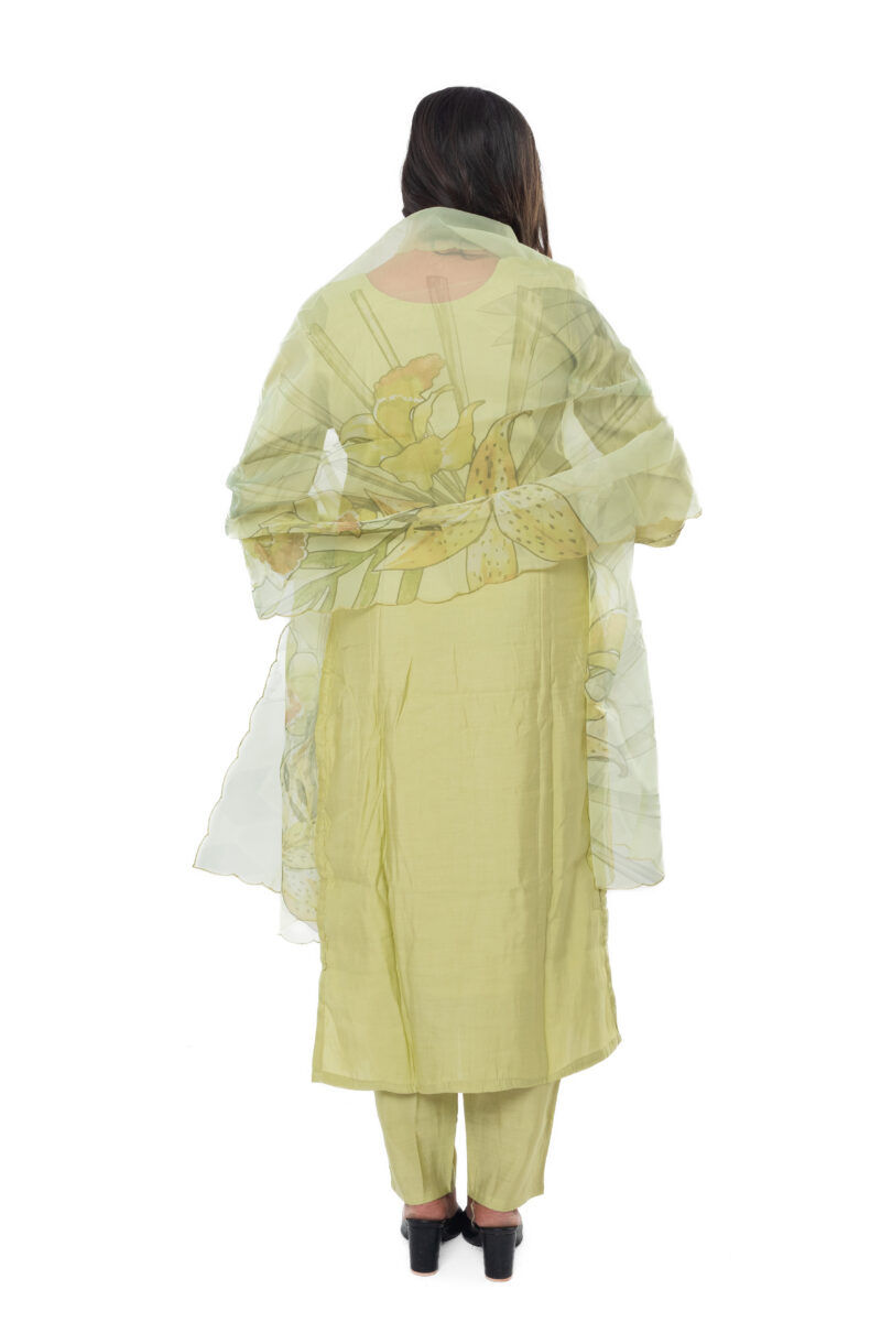 Roman silk kurta  pant with organza duppata -LBA-051 - Image 6