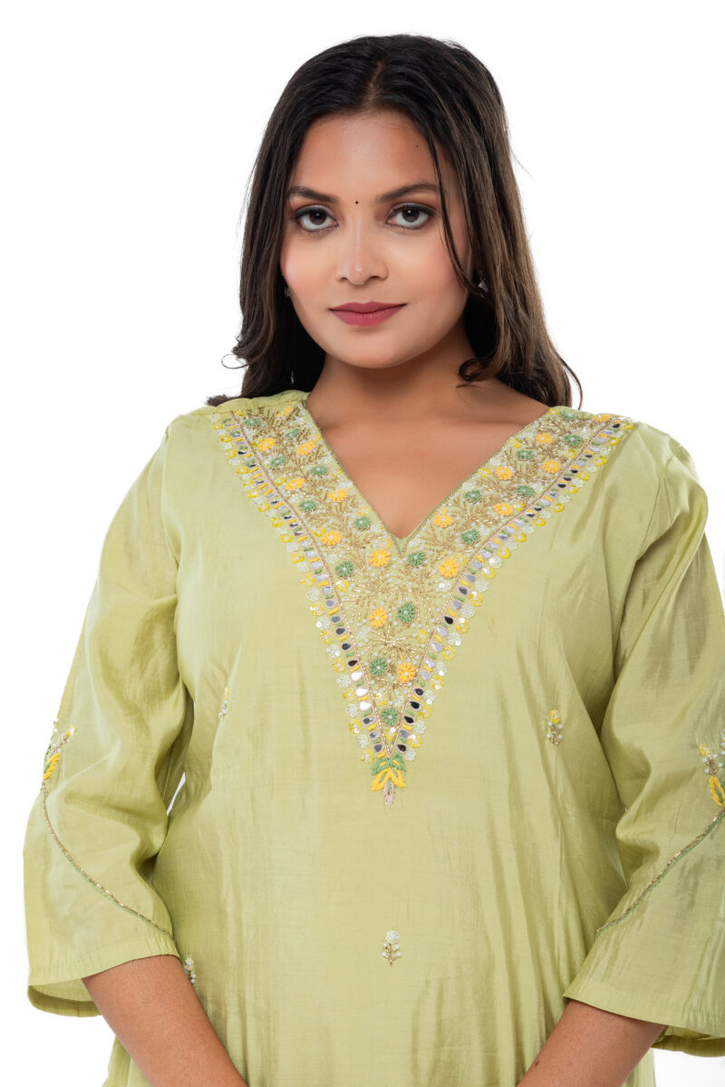 Roman silk kurta  pant with organza duppata -LBA-051 - Image 3