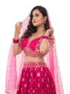 Label by Anusha Women’s Viscose Jacquard Silk Embroidered Anarkali Lehenga Choli Set with Dupatta – Pink (LBA-036)