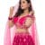 Label by Anusha Women’s Viscose Jacquard Silk Embroidered Anarkali Lehenga Choli Set with Dupatta – Pink (LBA-036)