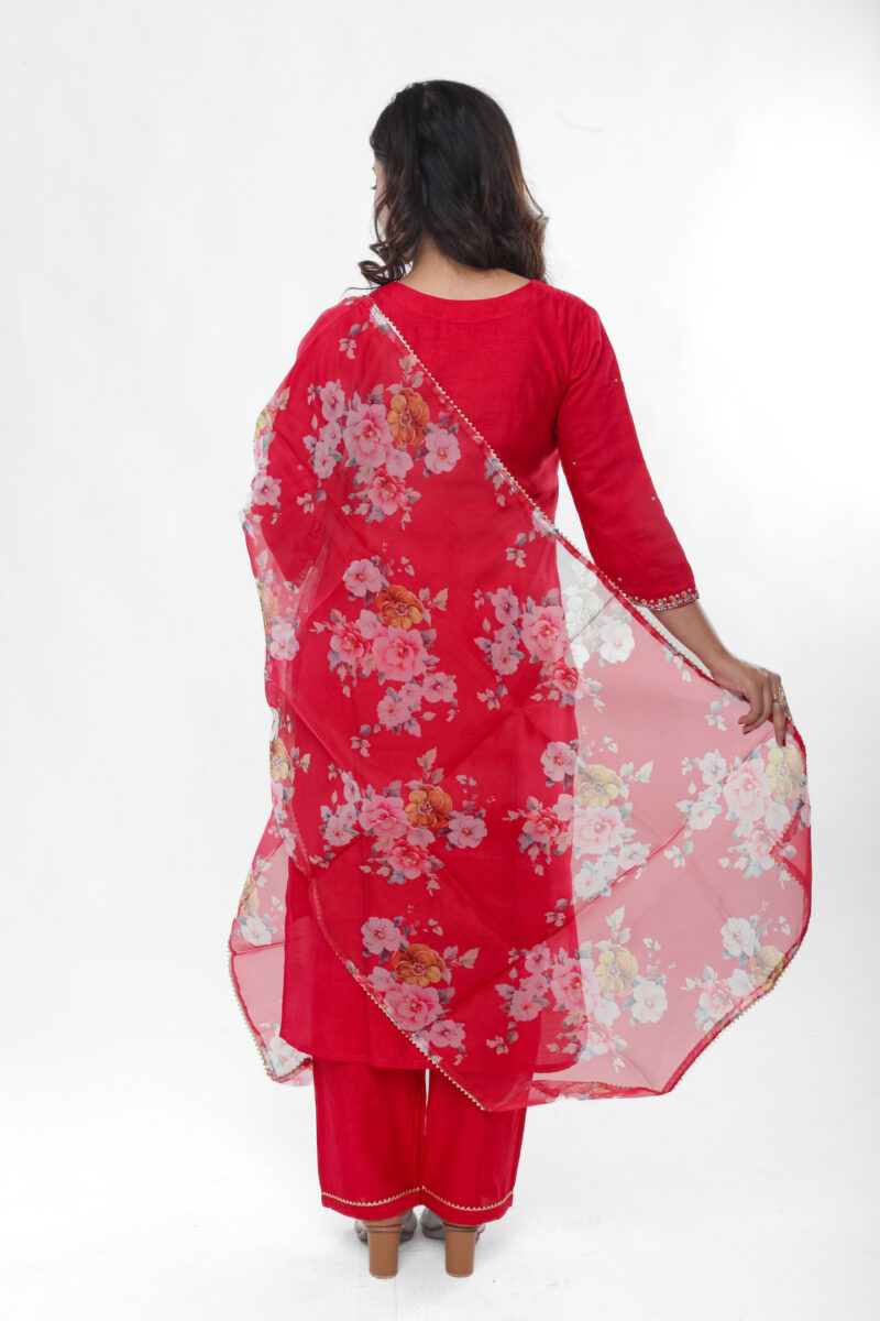 Label by Anusha Women’s Roman Silk Kurta Pant Set with Embroidered Organza Dupatta - Image 6