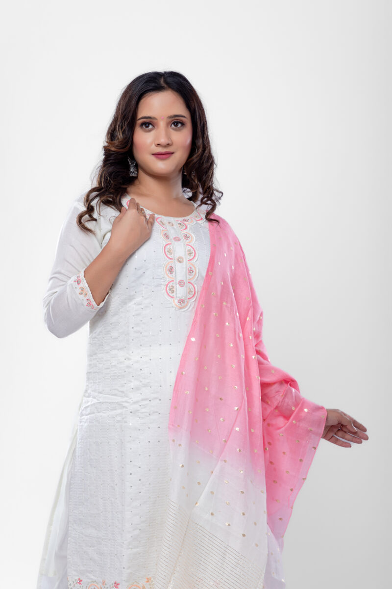 Label by Anusha Women’s Roman Silk Kurta Pant Set with Dupatta – Mauve Pink (LBA-060)