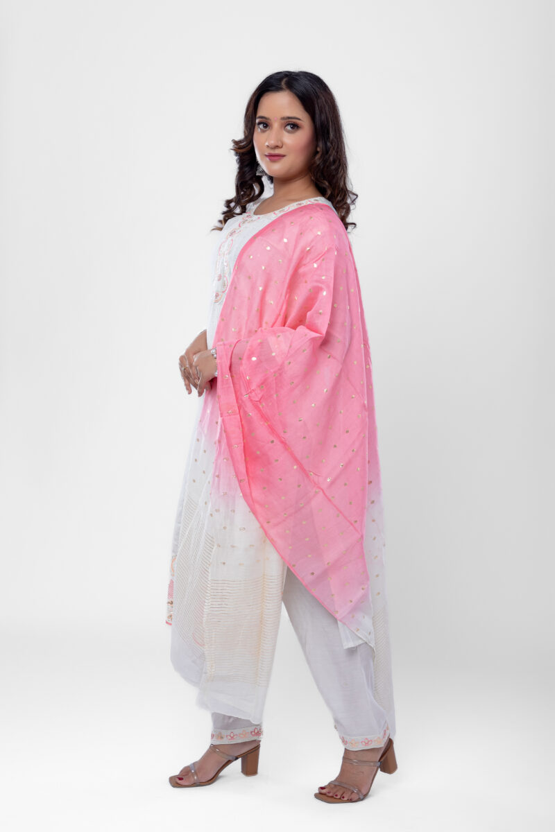 Label by Anusha Women’s Roman Silk Kurta Pant Set with Dupatta – Mauve Pink (LBA-060)