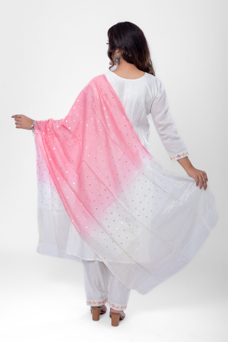 Label by Anusha Women’s Roman Silk Kurta Pant Set with Dupatta – Mauve Pink (LBA-060)