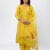 Label by Anusha Women’s Roman Silk Kurta Pant Set with Organza Dupatta – Yellow (LBA-056)