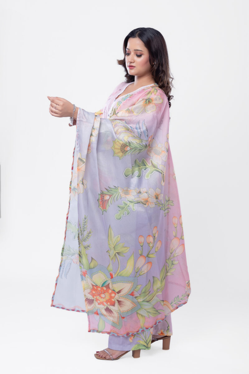 Label By Anusha Women’s Floral Printed Kurta Pant with Dupatta – Multicolour (LBA-063)