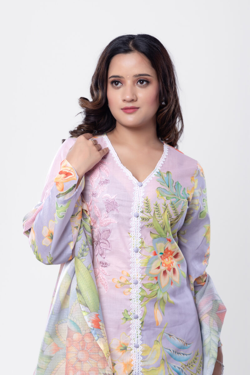 Label By Anusha Women’s Floral Printed Kurta Pant with Dupatta – Multicolour (LBA-063)