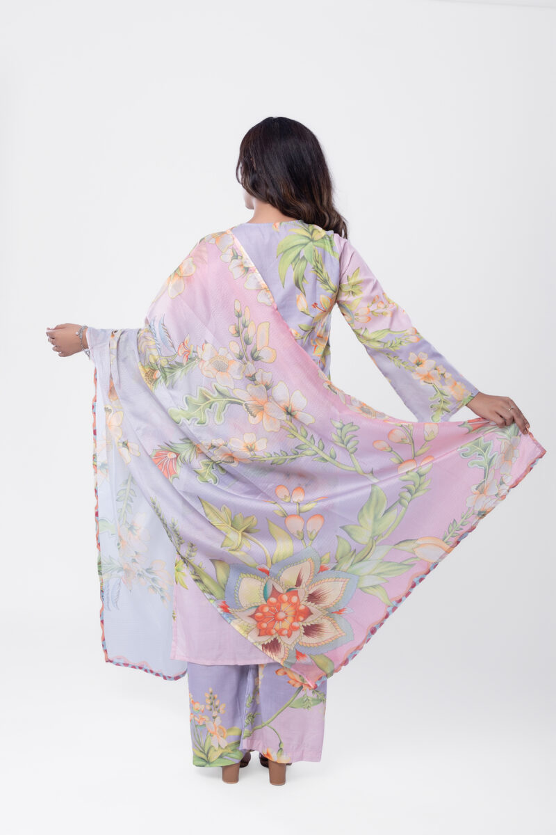 Label By Anusha Women’s Floral Printed Kurta Pant with Dupatta – Multicolour (LBA-063)