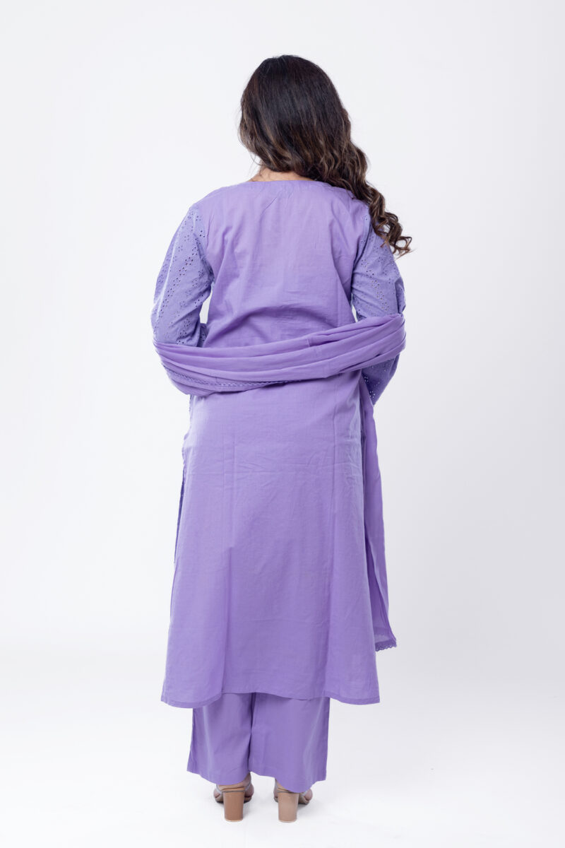 Label by Anusha Women’s Pure Cotton Kurta Pant Set with Dupatta – Lavender (LBA-061)