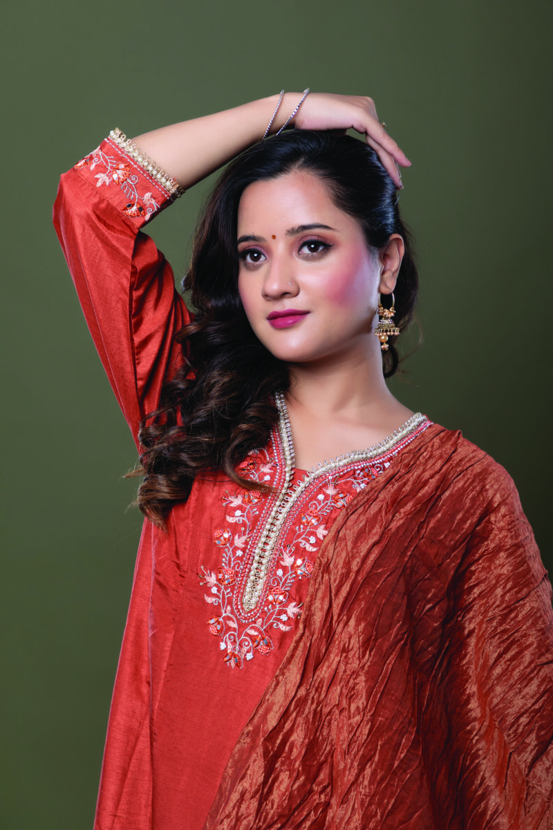 Label by Anusha Women’s Muslin Anarkali Kurta with Dupatta – Rust (LBA-062)