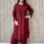 Label by Anusha Women’s Ethnic Motifs Embroidered Chikankari Kurta with Palazzo – Maroon -LBA-067