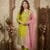 Label By Anusha Women Green Silk Blend Ethnic Embroidered Kurta Trouser Set with Pink Dupatta | LBA-094
