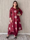 Maroon Embroidered A-Line Kurta Set with Palazzo – 2 Piece Cotton Ethnic Wear | Label By Anusha