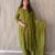 Green Gamthi Embroidered Straight Kurta Pant Set with Cotton Dupatta