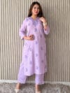 Lavender Chikankari Embroidered Straight Kurta with Palazzo – Rayon Ethnic Wear | Label By Anusha