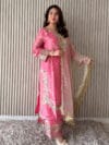 Pink Paisley Embroidered Sequinned Kurta Plazo Set with Dupatta | Festive Wear | Label By Anusha LBA-096