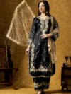 Label By Anusha Black Paisley Embroidered Sequinned Straight Kurta Plazo Set with Dupatta | LBA-096