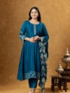 Label By Anusha Blue Embroidered Anarkali Kurta Set with Trousers & Dupatta - LBA-109