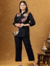 Label By Anusha Black Cotton Embroidered Shirt & Trouser Co-Ord Set