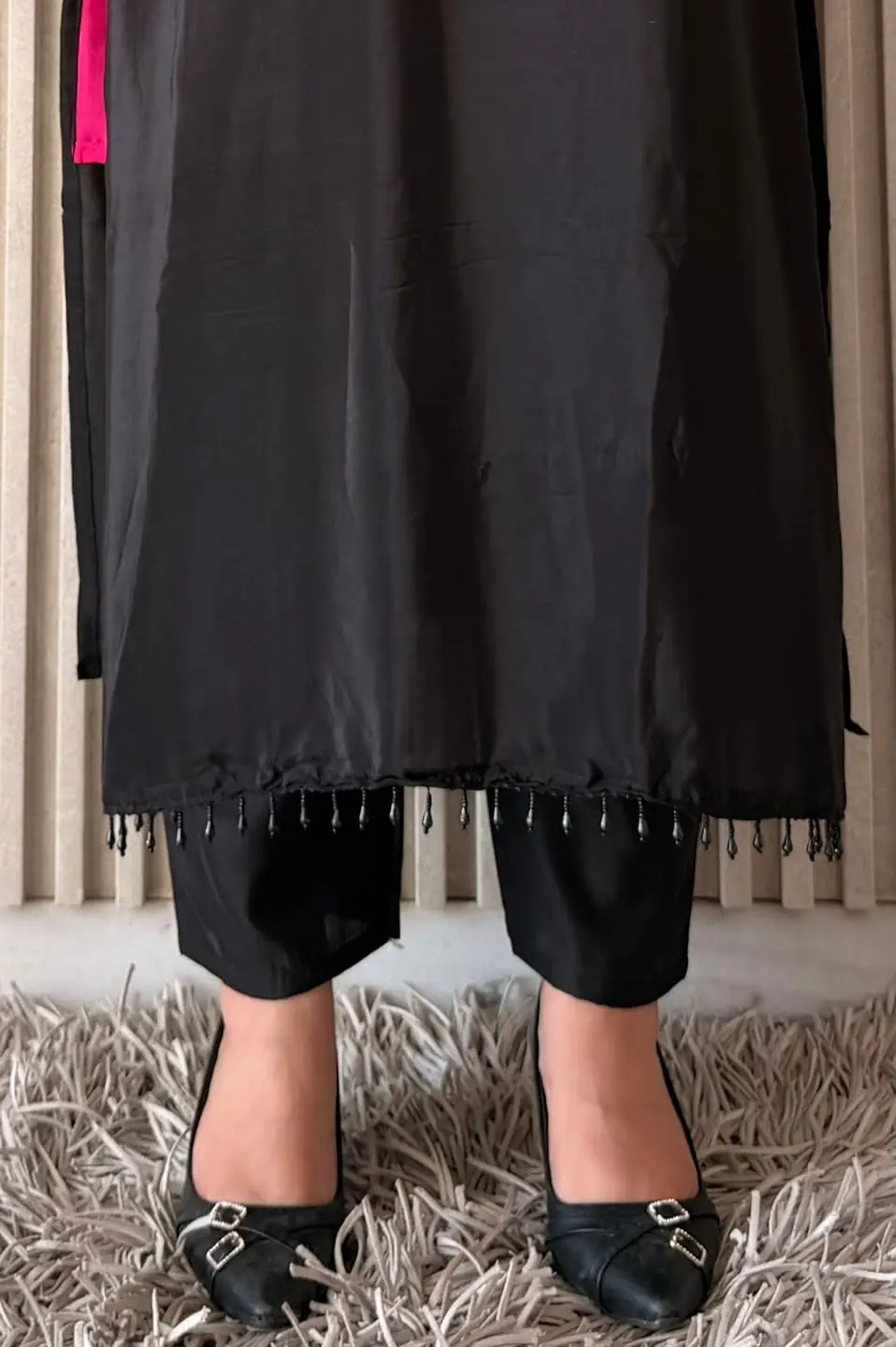 Label By Anusha Pink & Black Muslin Embroidered Kurta Pant Set with Dupatta | LBA-114 - Image 7